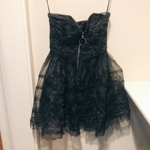 Betsey Johnson Lace Circle Zip Up Poofy Mini Dress